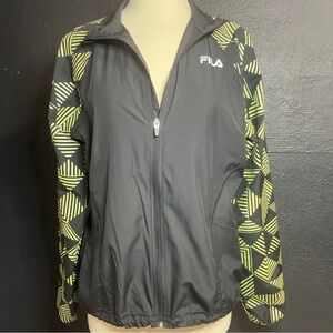 Fila Black Jacket with Yellow Geometric Sleeves
